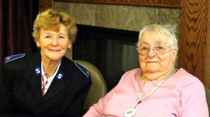 Donna Lohnes visiting with one of the retirement home residents.