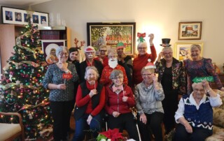 ladies enjoy fellowship at a Christmas party